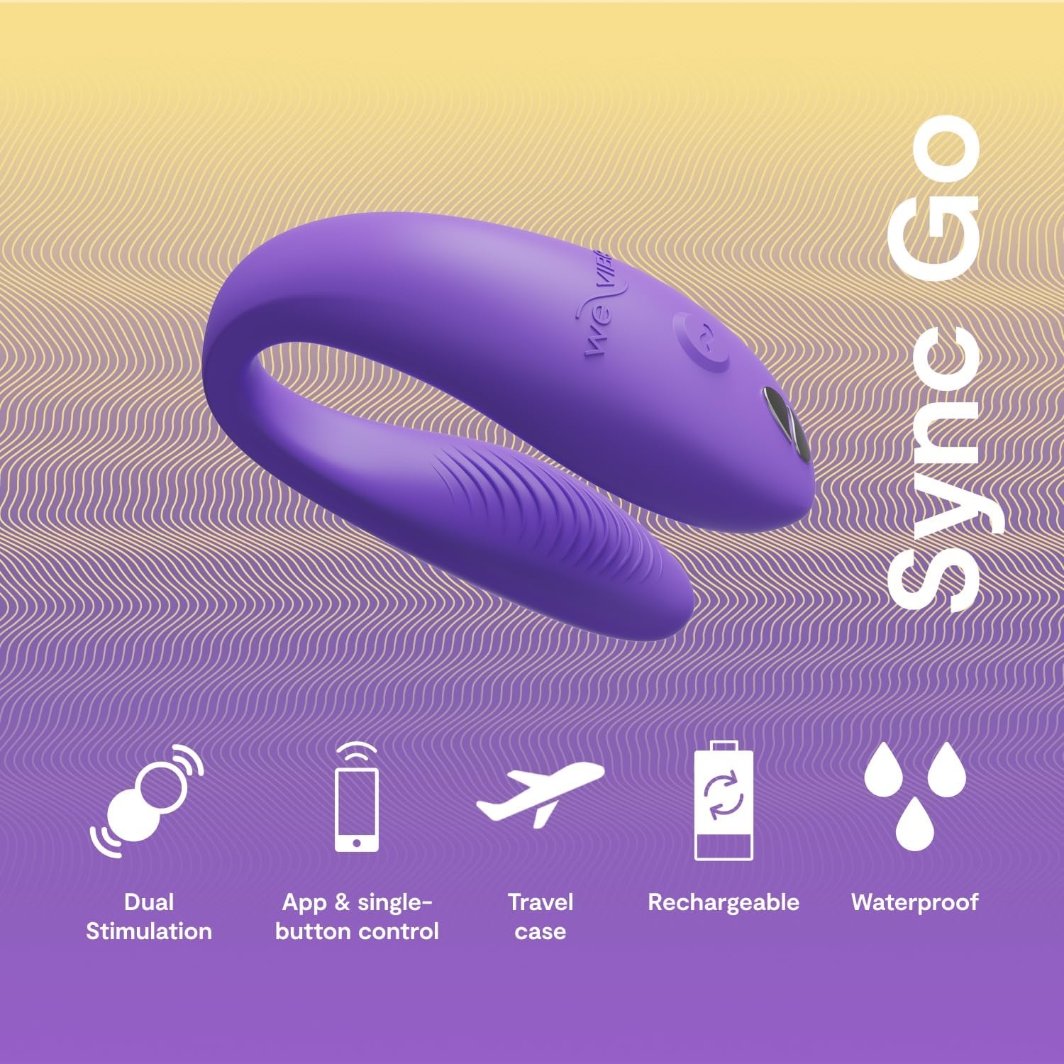 image:imageWeVibe Sync Go Couples Vibrator with Travel Case Wearable Vibrating Couples Adult Sex Toy App Controlled G Spot amp Clitoris Stimulator Dual Stimulation with 10 Speeds Rechargeable PurplePurple