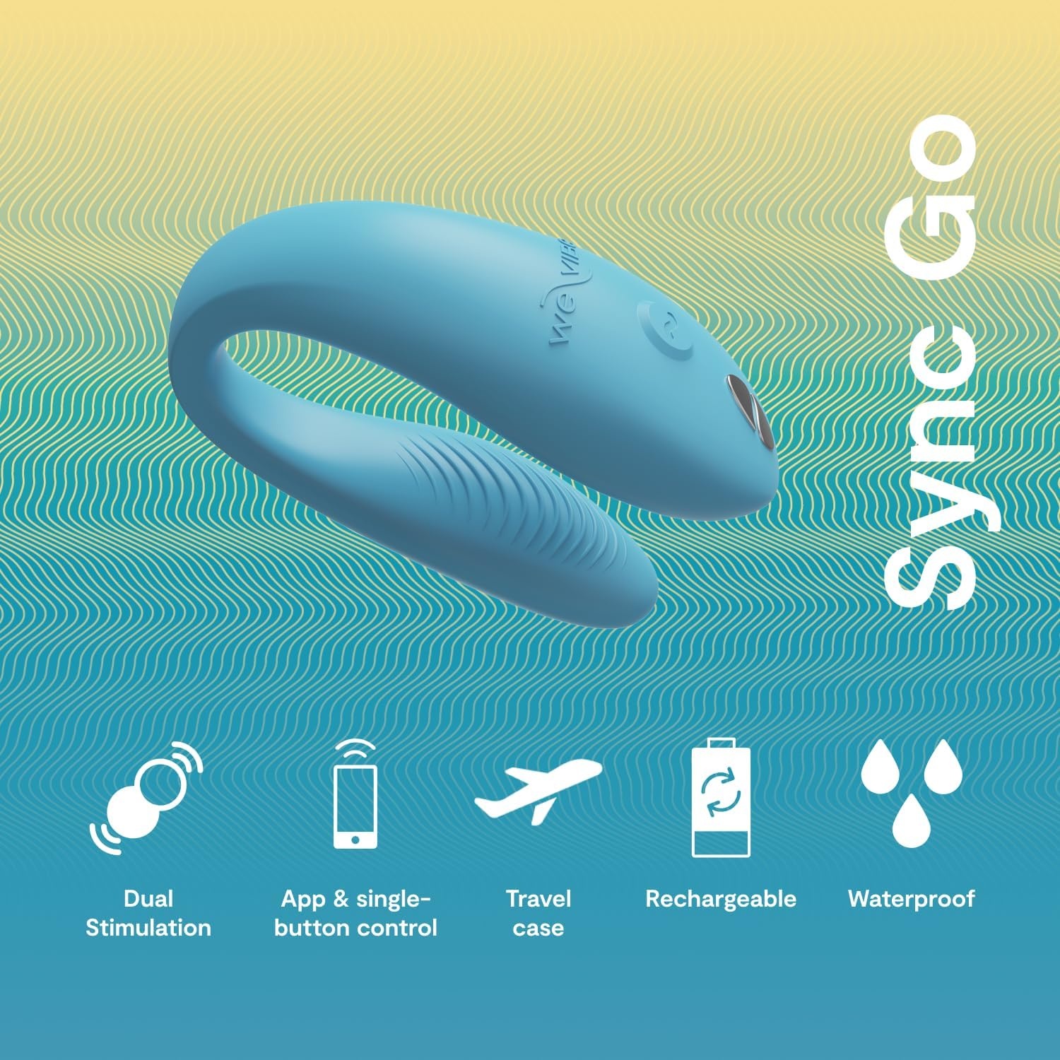 image:imageWeVibe Sync Go Couples Vibrator with Travel Case Wearable Vibrating Couples Adult Sex Toy App Controlled G Spot amp Clitoris Stimulator Dual Stimulation with 10 Speeds Rechargeable PurpleBlue