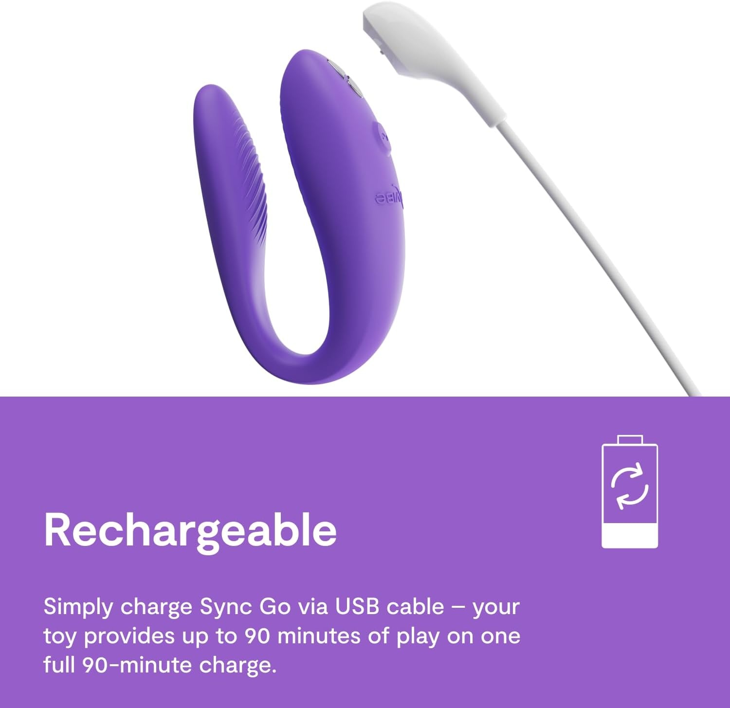 image:imageWeVibe Sync Go Couples Vibrator with Travel Case Wearable Vibrating Couples Adult Sex Toy App Controlled G Spot amp Clitoris Stimulator Dual Stimulation with 10 Speeds Rechargeable PurplePurple
