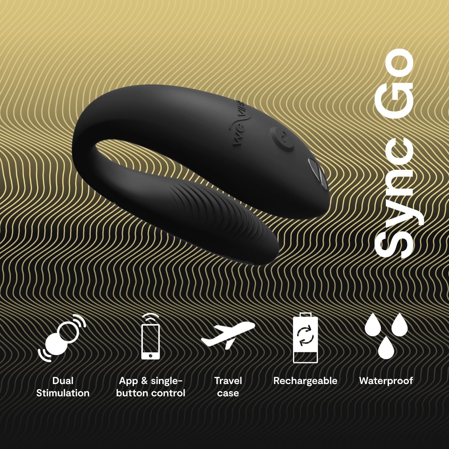 image:imageWeVibe Sync Go Couples Vibrator with Travel Case Wearable Vibrating Couples Adult Sex Toy App Controlled G Spot amp Clitoris Stimulator Dual Stimulation with 10 Speeds Rechargeable PurpleBlack