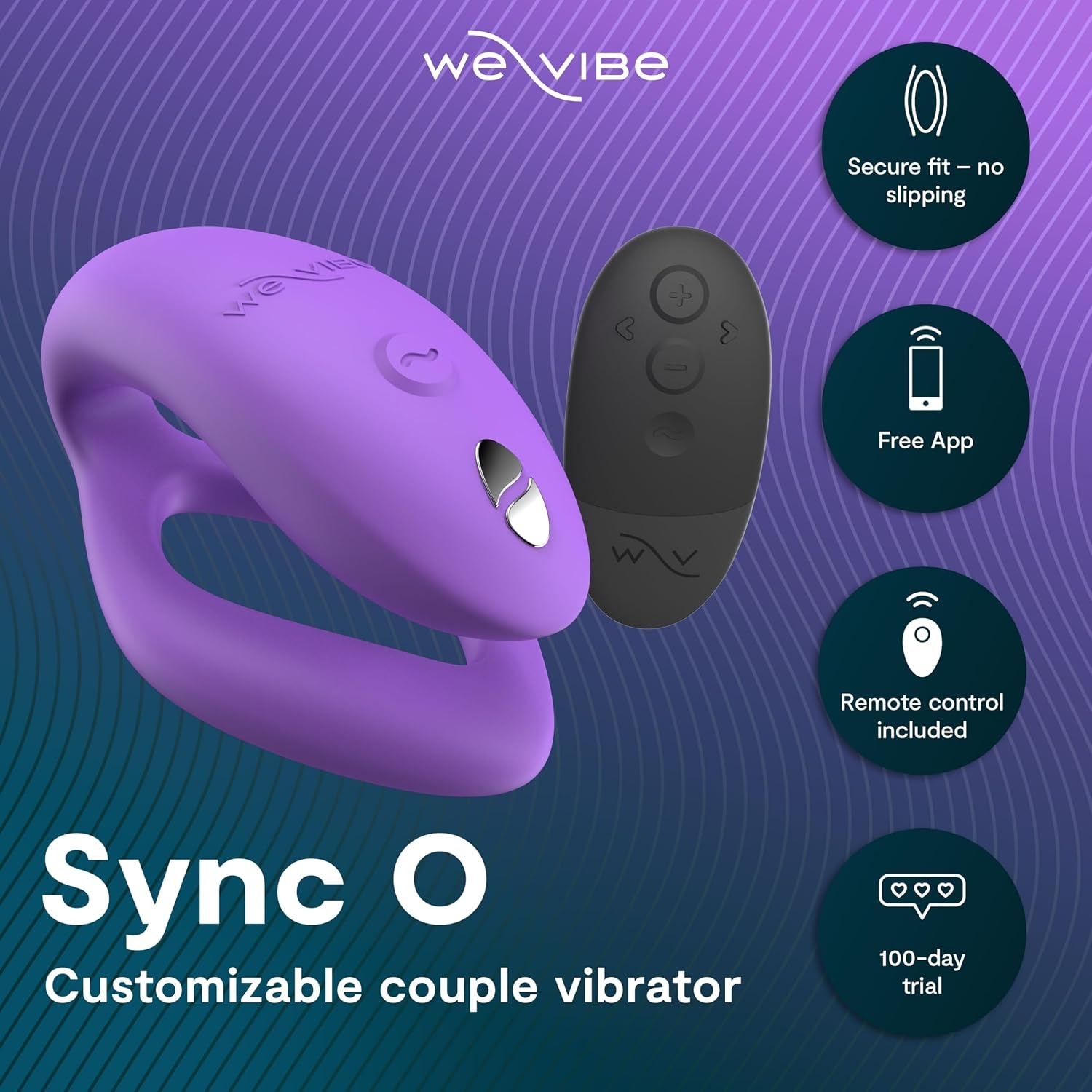 image:imageWeVibe Sync O Couples Vibrator Wearable Remote Control Vibrating Adult Toys 10 Vibrations App Controlled G Spot amp Clitoral Stimulator Vibrators for Women Personal Massager Sex Toy GreenLight Purple