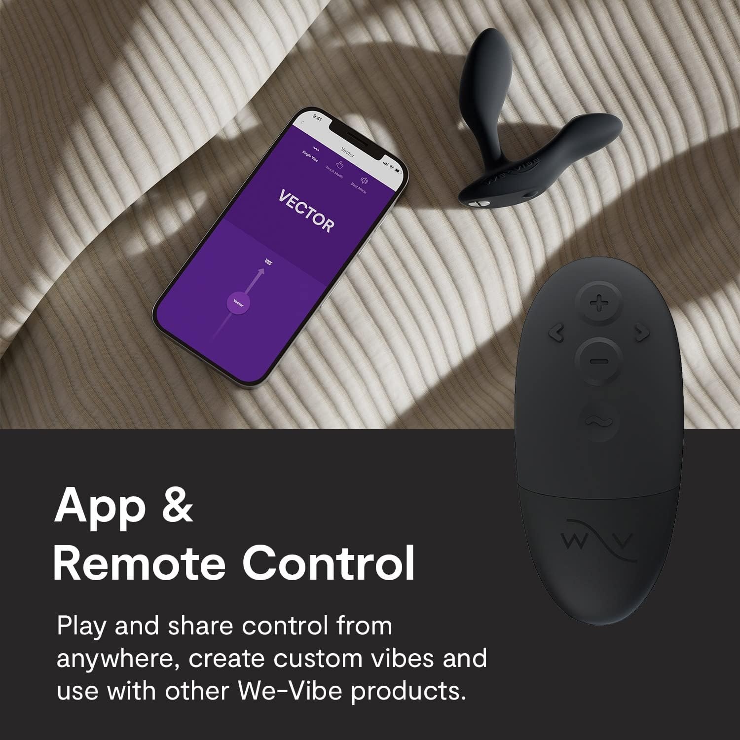image:imageWeVibe Vector Vibrating Butt Plug Adult Sex Toy Silicone Perineum amp Prostate Massager Male Sex Toy Long Distance App amp Remote Control Anal Vibrator 10 Modes Anal Plug for Couples BlackBlack