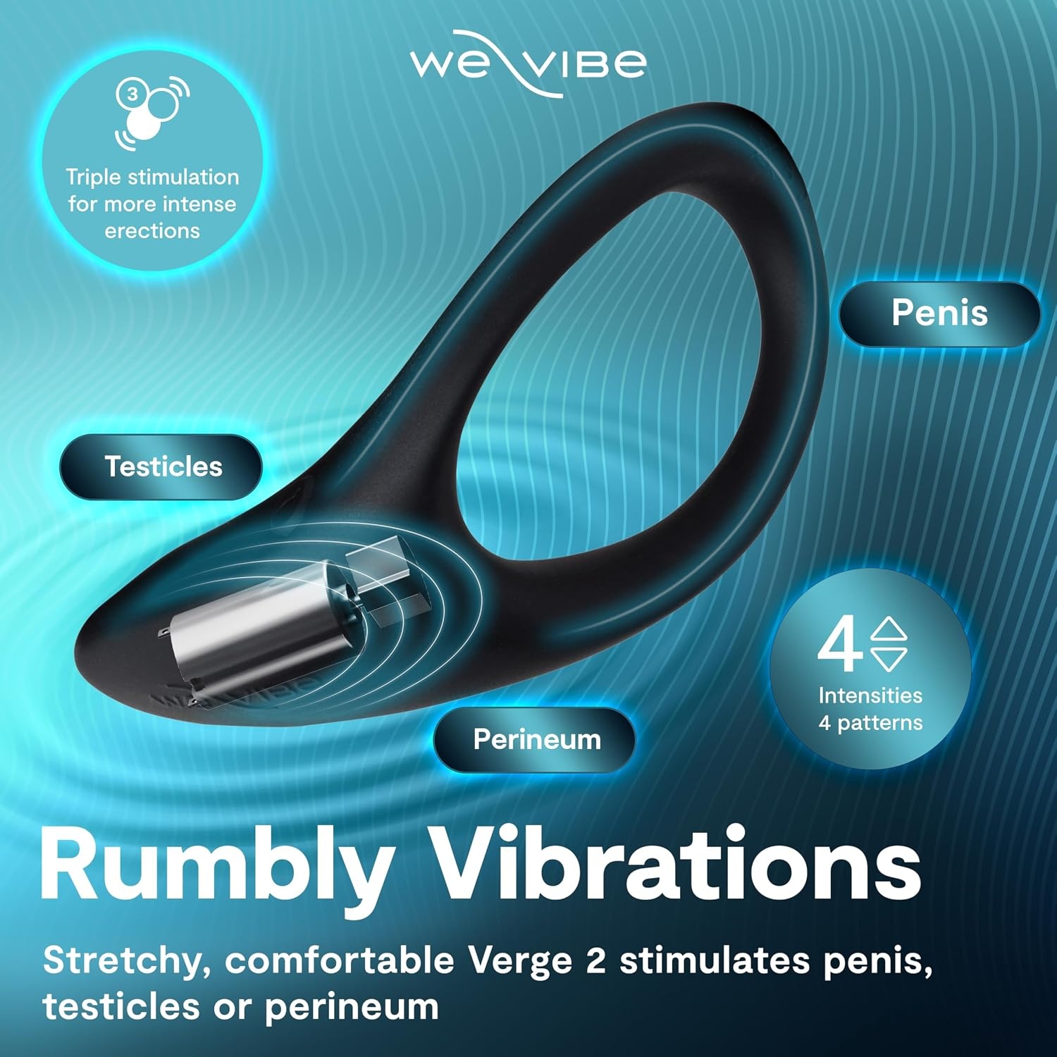 image:imageWeVibe Verge 2 Vibrating Cock Ring Adult Toy Mens Perineum Vibrators App Control Penis Ring with 10 Vibrations Male Vibrator Silicone Games amp Gifts Wearable Adult Sex Toys for Men amp Couples