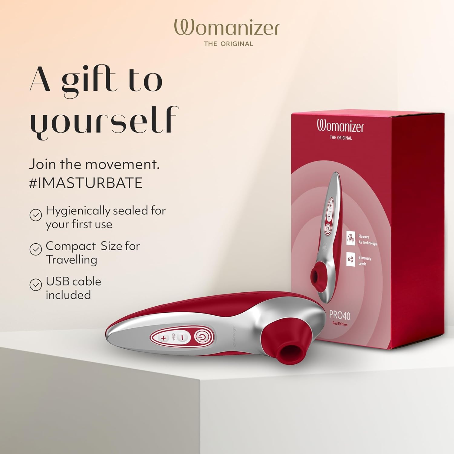 image:imageWomanizer Pro40 Clitoris Vibrator Sex Toy Clit Stimulator with 6 Suction Speeds Vibrating Dildo Adult Toys for Women Clit Sucker Sexual Pleasure Tools for Women Personal Massager Rose GoldRed