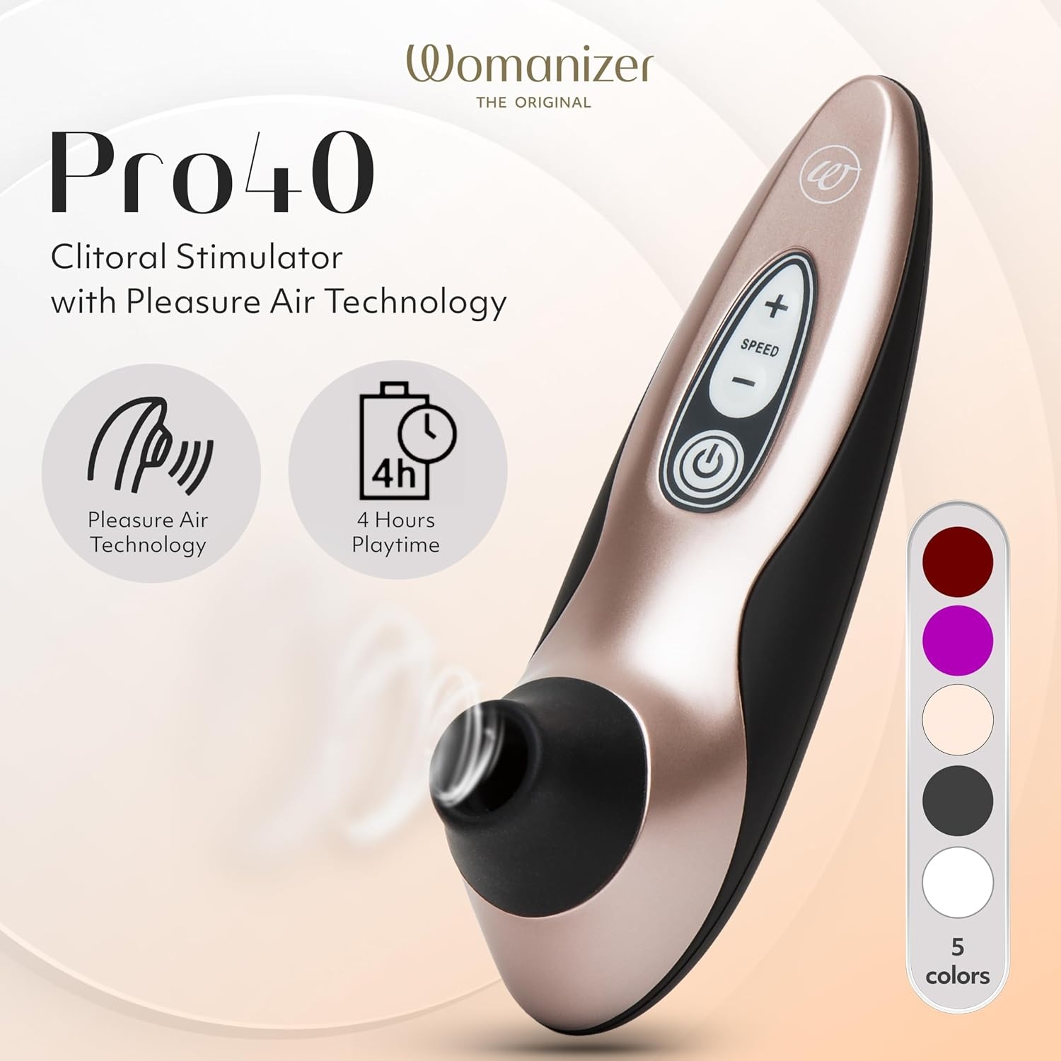 image:imageWomanizer Pro40 Clitoris Vibrator Sex Toy Clit Stimulator with 6 Suction Speeds Vibrating Dildo Adult Toys for Women Clit Sucker Sexual Pleasure Tools for Women Personal Massager Rose GoldRose Gold