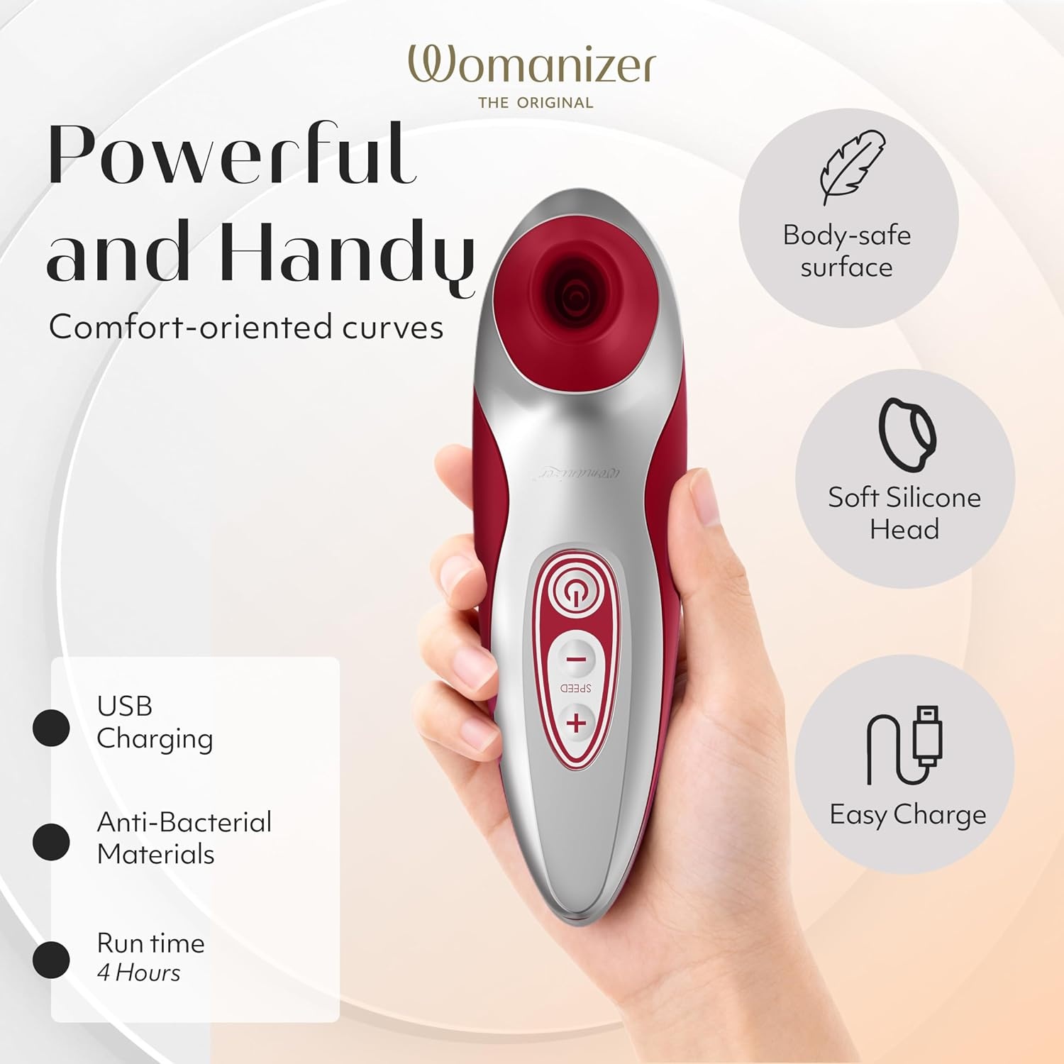 image:imageWomanizer Pro40 Clitoris Vibrator Sex Toy Clit Stimulator with 6 Suction Speeds Vibrating Dildo Adult Toys for Women Clit Sucker Sexual Pleasure Tools for Women Personal Massager Rose GoldRed