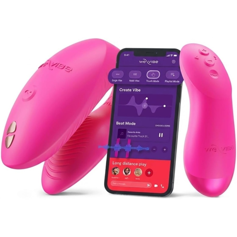 image:imageWeVibe Chorus Pro App Controlled Wireless Couples Vibrator  Remote Controlled Adults Toy  Silicone Stimulator with 10 Intensity Levels  Clitoral amp GSpot Couples Sex Toy for Him amp Her  PurplePink