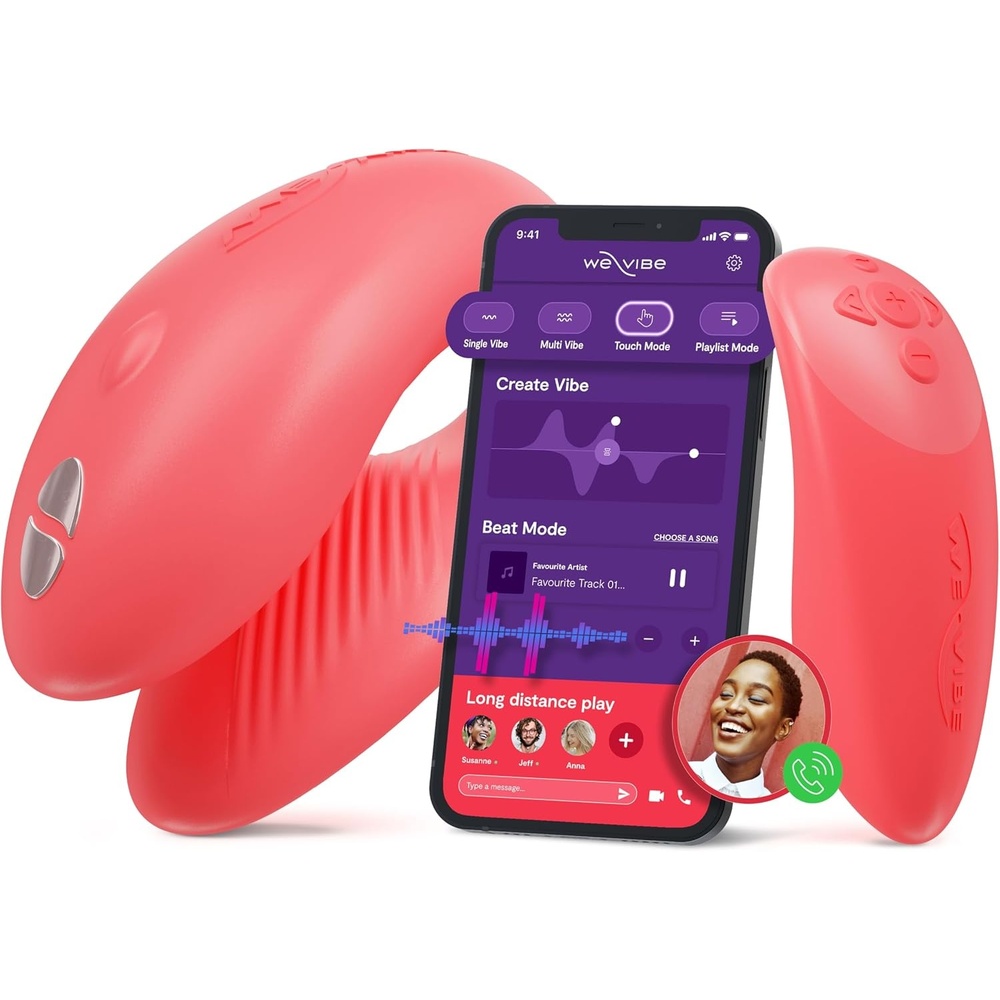 image:imageWeVibe Chorus Vibrating Sex Toys for Couples Remote Control Vibrator Wearable App Controlled Adult Toys for Women G Spot Clit amp Penis Sexual Stimulation Device Clitoral Couples Gift CoralCoral