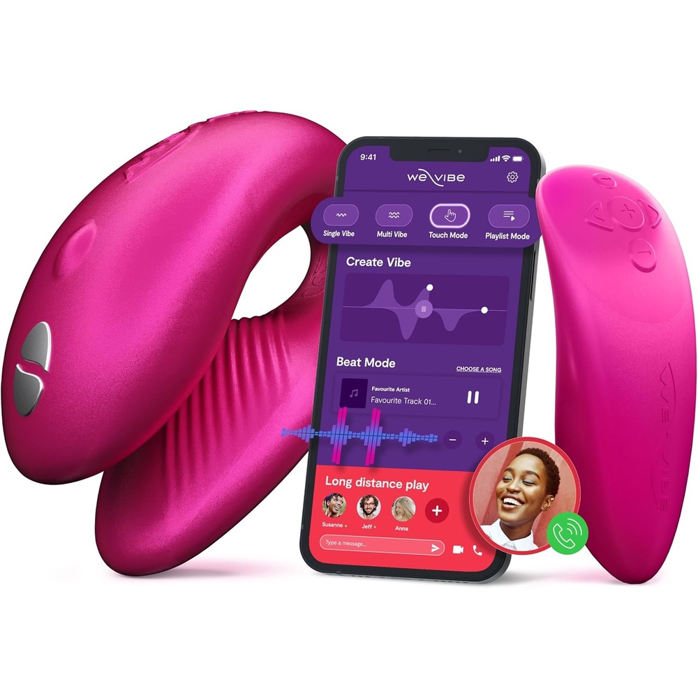 image:imageWeVibe Chorus Vibrating Sex Toys for Couples Remote Control Vibrator Wearable App Controlled Adult Toys for Women G Spot Clit amp Penis Sexual Stimulation Device Clitoral Couples Gift CoralCosmic Pink