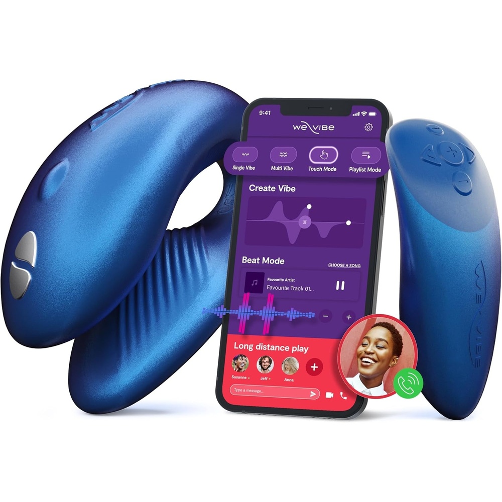 image:imageWeVibe Chorus Vibrating Sex Toys for Couples Remote Control Vibrator Wearable App Controlled Adult Toys for Women G Spot Clit amp Penis Sexual Stimulation Device Clitoral Couples Gift CoralMidnight Blue