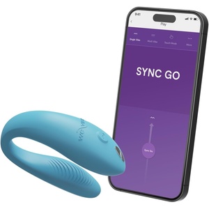 We-Vibe Sync Go Couples Vibrator with Travel Case | Wearable Vibrating Couples Adult Sex Toy | App Controlled G Spot & Clitoris Stimulator | Dual Stimulation with 10 Speeds | Rechargeable | Purple(Blue)