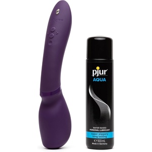 We-Vibe Wand 2 Vibrating Personal Massager & Pjur Aqua Water Based Personal Lubricant 3.4 fl oz – Couples Sex Toys Bundle