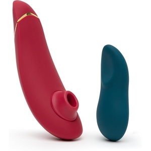 Womanizer Premium 2 Red Pleasure Air Clitoris Sucker & We-Vibe Touch X Green Powerful Mini Massager Vibrator – Female Sex Toys Bundle